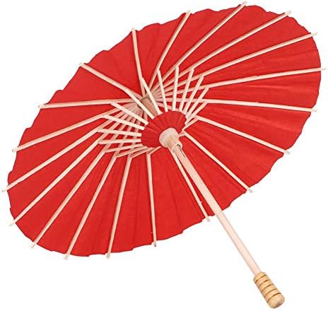 CHEOTIME Handmade Oiled Paper Parasol Umbrella Red