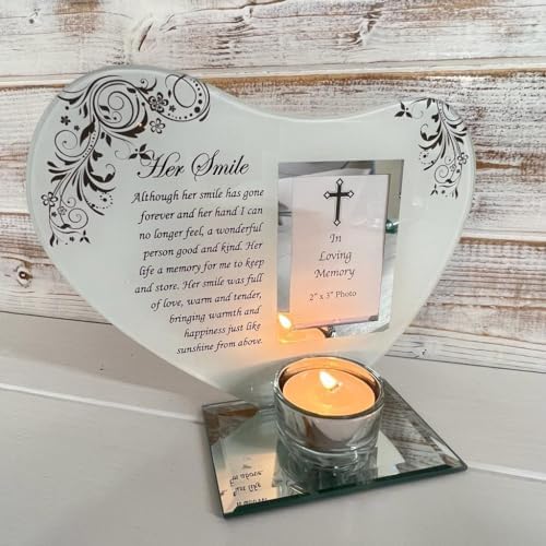 Thorness Her Smile Memorial Plaque with Candle and Photo Holder 1
