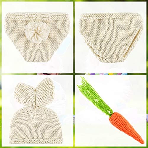 FEPITO Baby Bunny Costume Set Crochet Knit Outfit