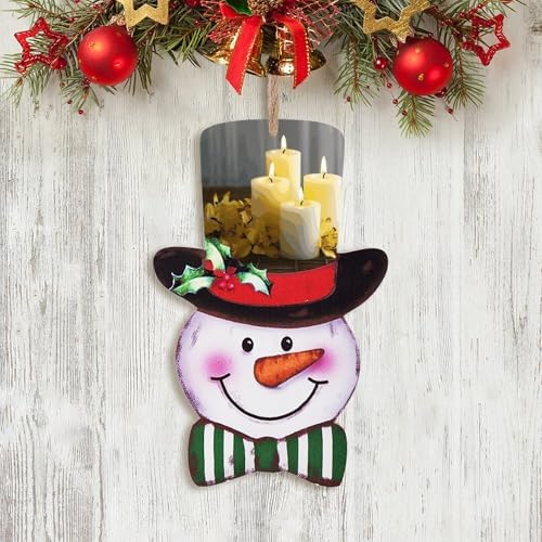 Christmas Snowman Wooden Sign with Rope