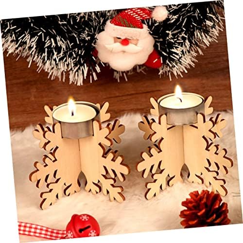 CIMAXIC Christmas Snowflake Candle Holders 6PCS Wooden Tea Light Stands