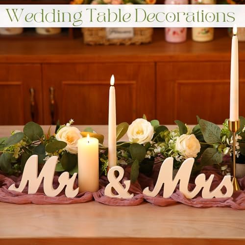 Teenyyou 10 Pcs White Mr Mrs Wedding Signs Set