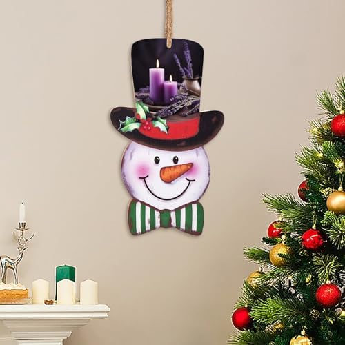 Christmas Wooden Sign with Purple Lavender and Candles