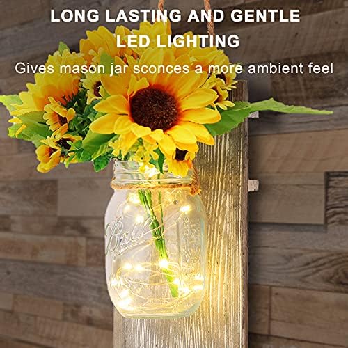 Kitchenexus Rustic Mason Jar Wall Sconces Set of Two