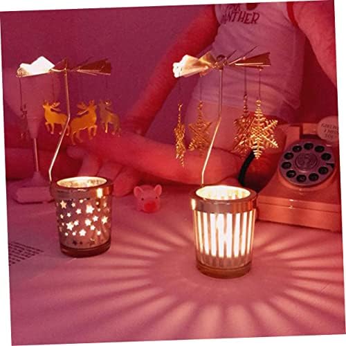 Rotating Candle Holder with Gold Spinning Deer