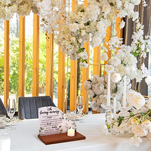 Kigley Memorial Table Sign Set of 3 with Wooden Holder and Candles