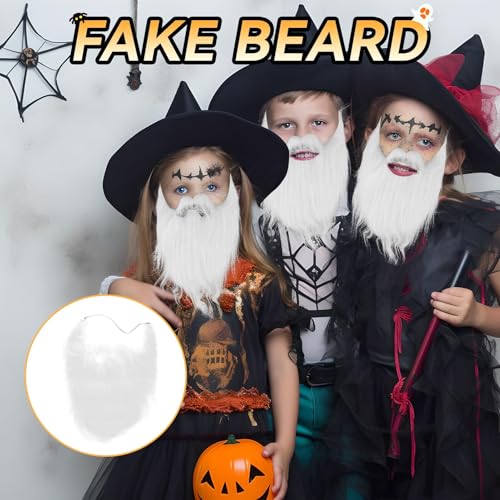 Agatige White False Beard with Elastic Band for Halloween Costume