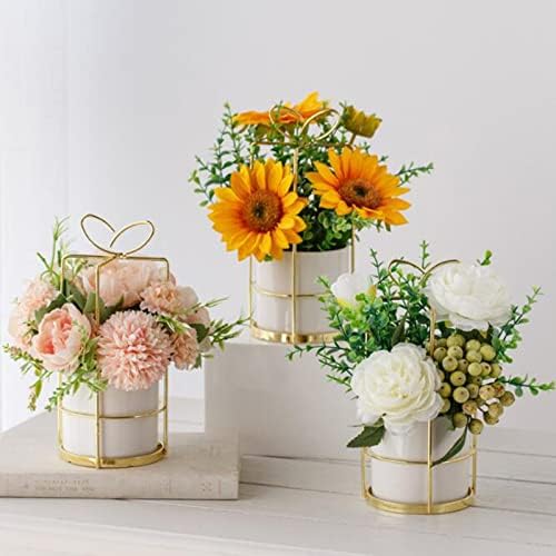 NDRFAWY Artificial Rose Indoor Decor with Ceramic Vase