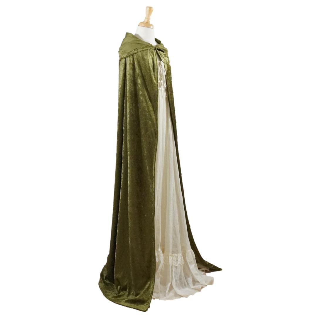 Olive Green Velvet Hooded Cape - All Sizes