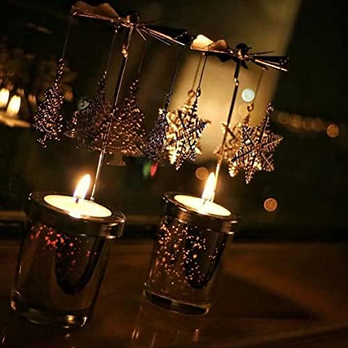 Eforcase Silver Spinning Candle Holder with Glass Cup