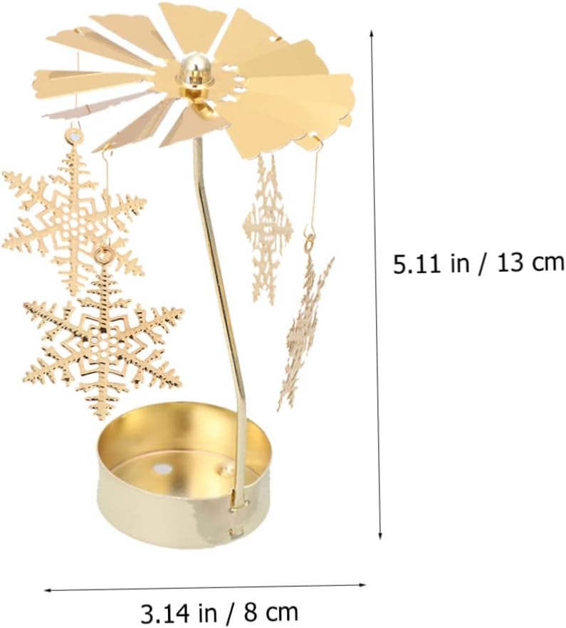 PRETYZOOM Rotating Windmill Tea Light Holder with Snowflake Design
