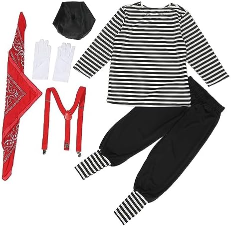 IBTOM CASTLE Boys Old Man Costume 4pcs Jumpsuit Hat Glasses Beard
