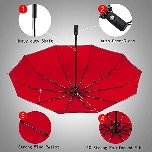 FDJASGY Windproof Travel Umbrella with Reflective Stripe and Zipper Pouch