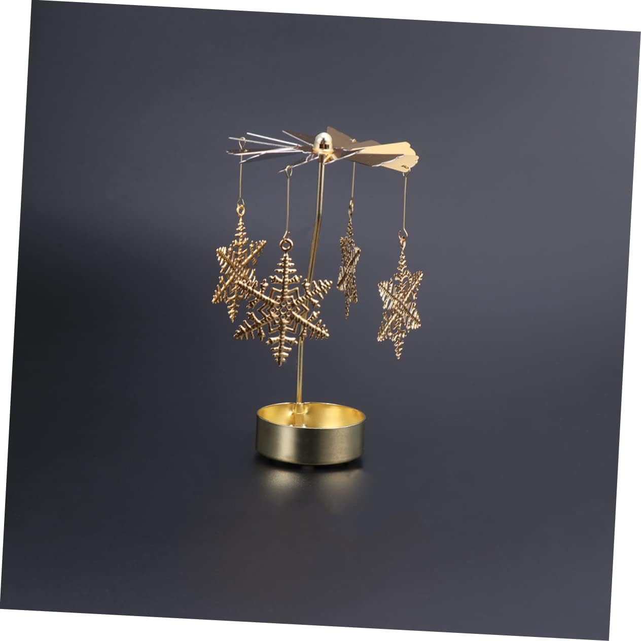 PRETYZOOM Rotating Windmill Tea Light Holder with Snowflake Design