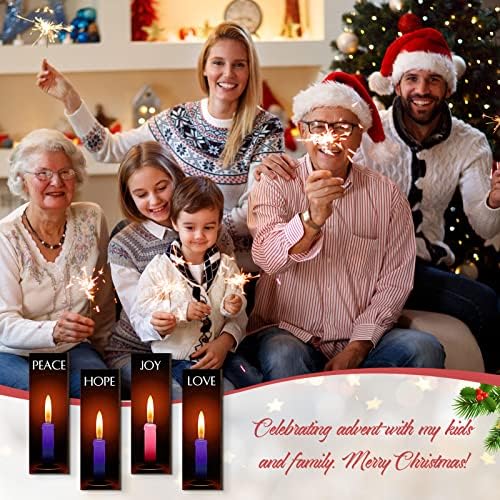 Roowest 4 Piece Christmas Advent Candles Wall Decor