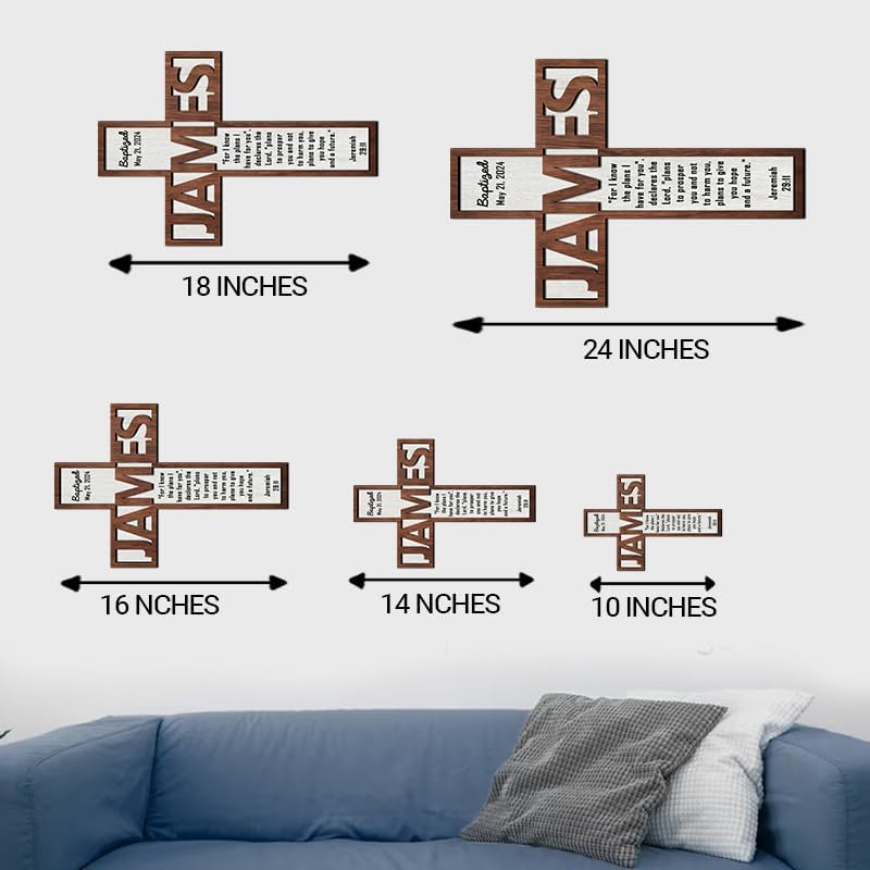 Personalized Baptism Cross Wooden Sign for Boy or Girl 1