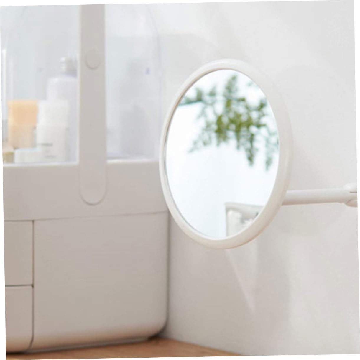 GLEAVI 1Pc Wall Mounted Nordic Style Makeup Mirror - White