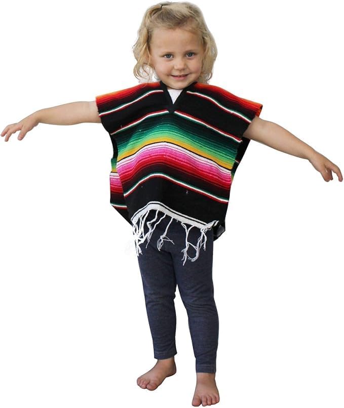 Del Mex Youth Kids Mexican Serape Poncho Costume for Ages 2-14