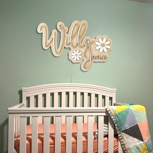 Personalized Wooden Nursery Name Sign with Baby Info