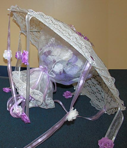FavorOnline Shower of Happiness White Lace Umbrella with Rose Petals and Confetti