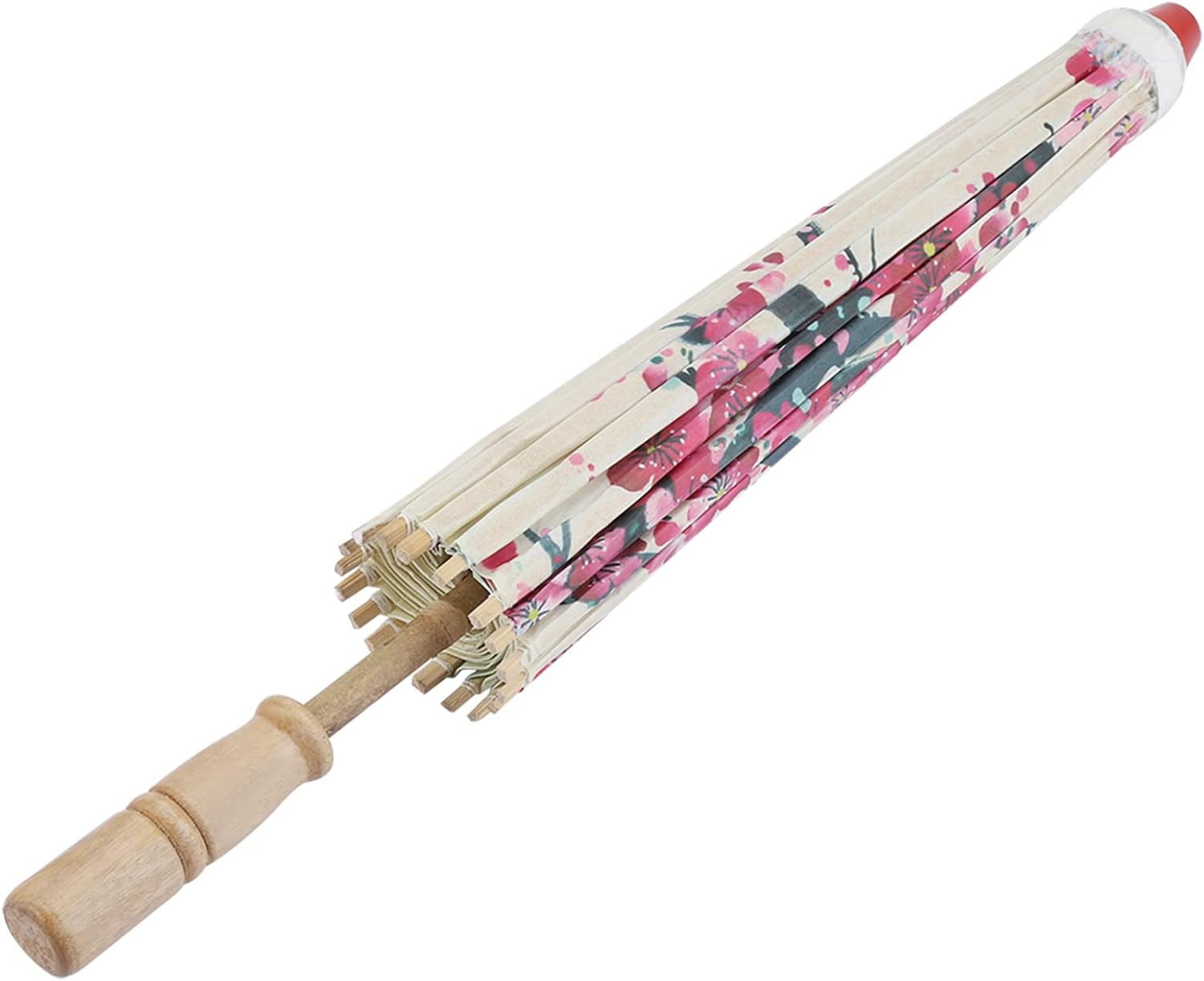 Jerliflyer 22 Inch Handmade Oiled Paper Umbrella with Plum Blossom Design