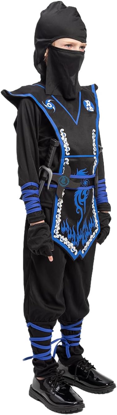 Kids Ninja Costume Set with Accessories for Boys Halloween Dress Up