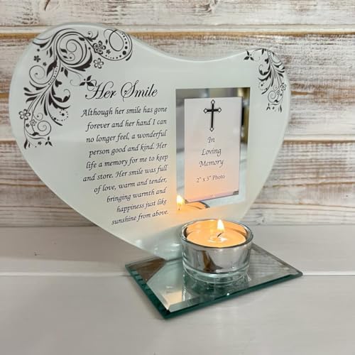 Thorness Her Smile Memorial Plaque with Candle and Photo Holder 1
