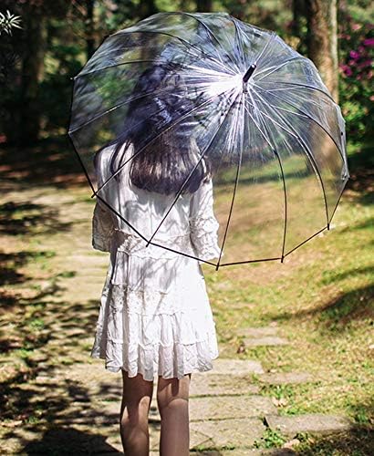 Lancoon Clear Bubble Umbrella 16 Ribs Windproof Auto Open KS10Black