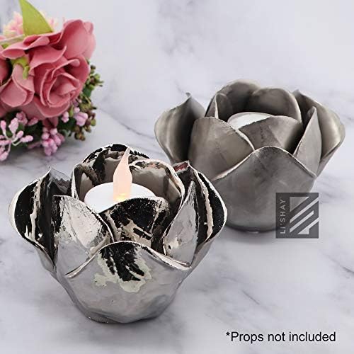 Silver Rose Petal Tea Light Votive Holder