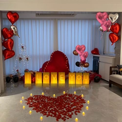 I Love You Lighted Letters Sign with Luminary Paper Bags