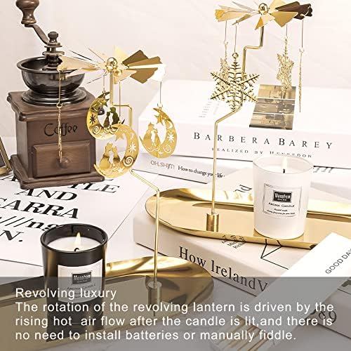 Creahaus Gold Snowflake Spinning Candle Holder with Tray