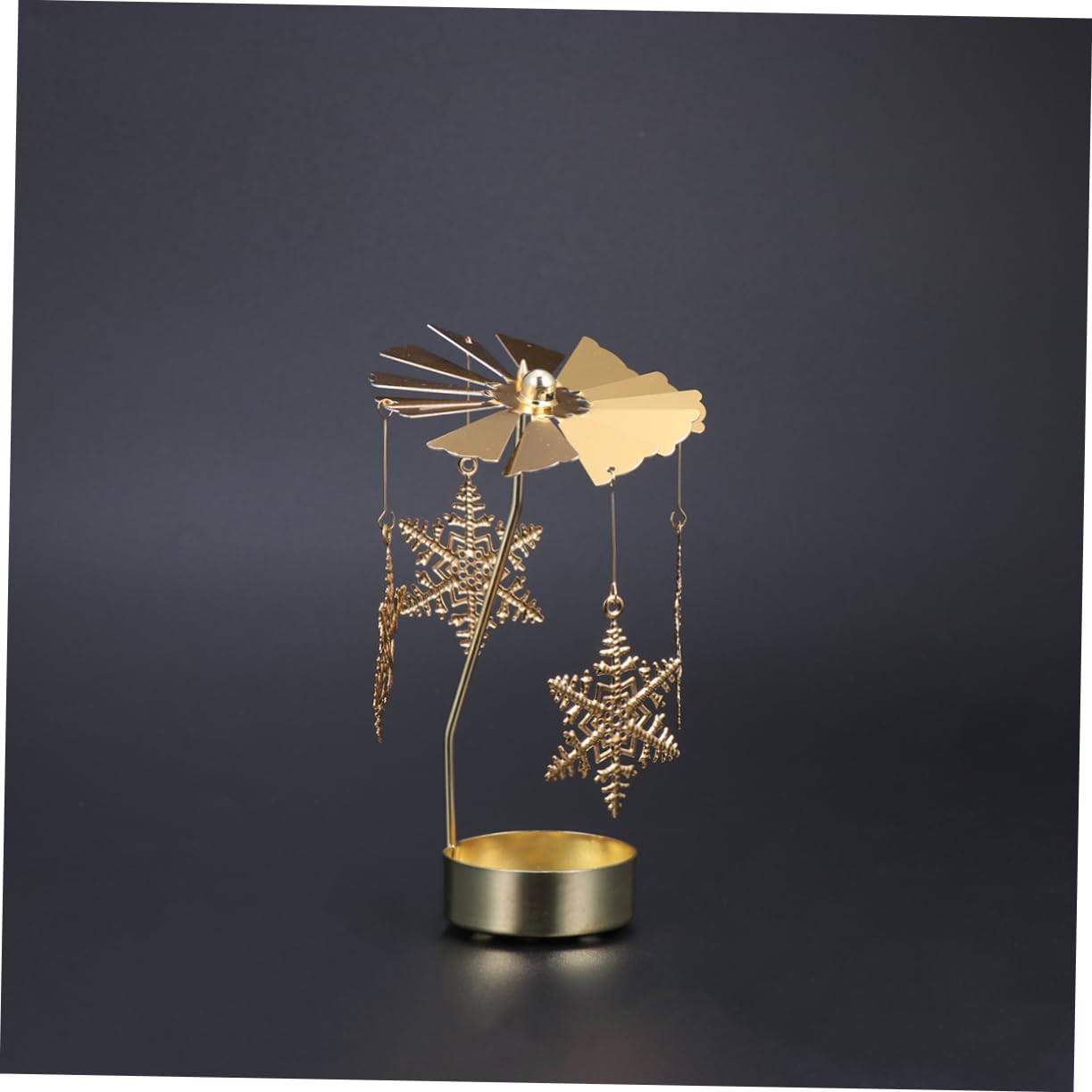 PRETYZOOM Rotating Windmill Tea Light Holder with Snowflake Design