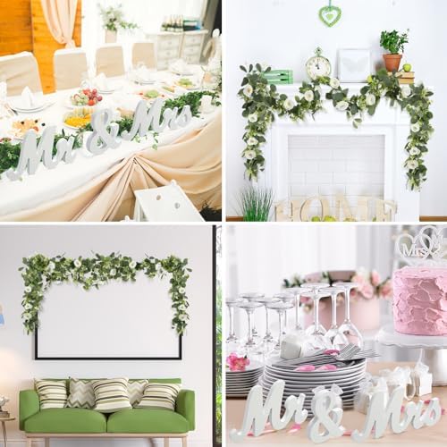Teenyyou 10 Pcs White Mr Mrs Wedding Signs Set