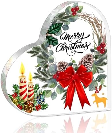 Jumkook Farmhouse Christmas Heart Shaped Acrylic Plaque Decor