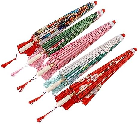 THY COLLECTIBLES 22 Silk Parasol with Tassels for Events