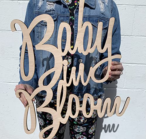 Baby In Bloom Sign - Custom Wooden Wording for Baby Shower