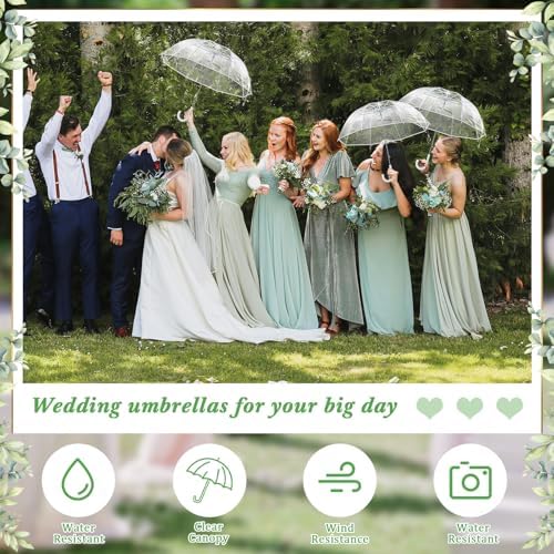 36 Pcs Clear Bubble Wedding Umbrellas with J Hook Handle