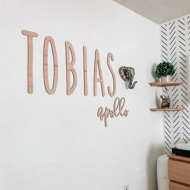 Custom Name Sign - Personalized Wood Decor with Childs Writing Font