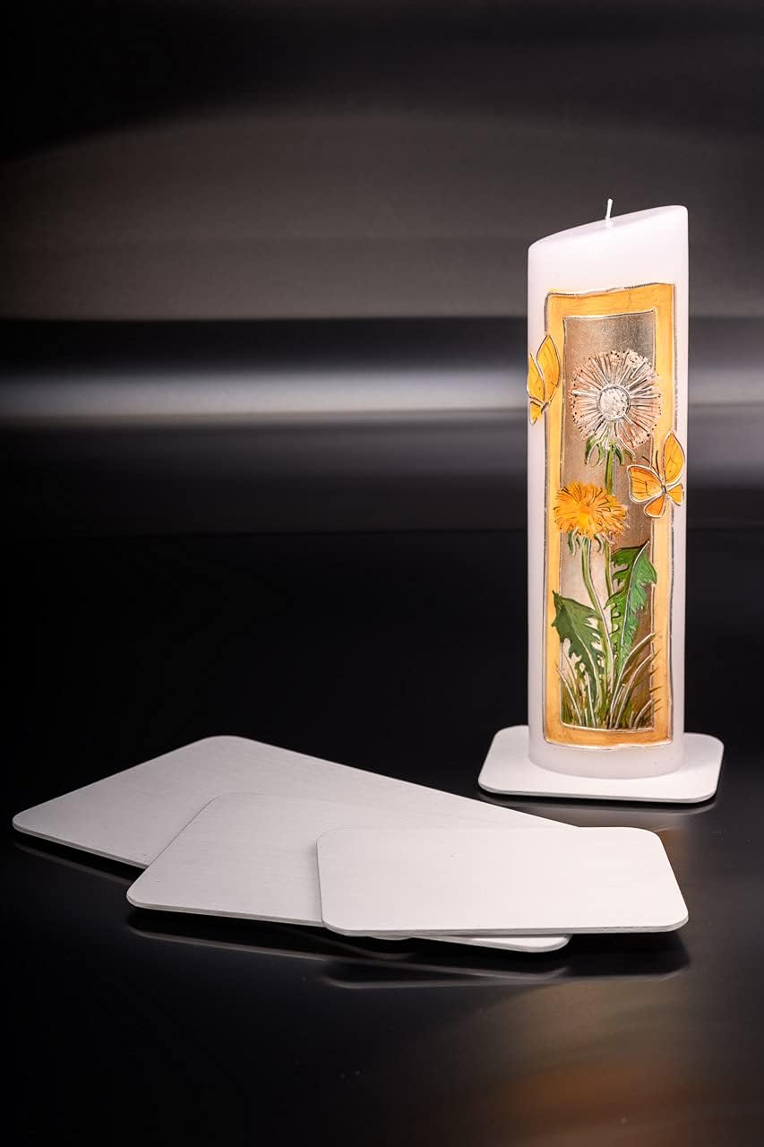 NKlaus Candle Plate Aluminum White 17x12cm