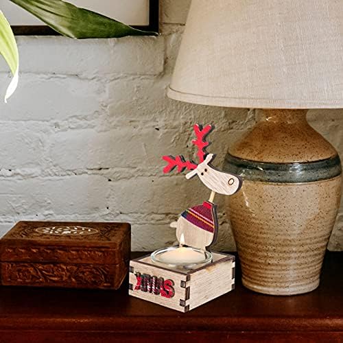 Beaupretty 2Pcs Wood Candlestick Christmas Decor