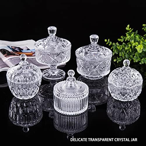 Crystal Candy Jar with Lid - Clear Glass Decorative Container