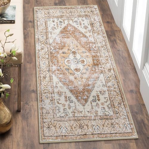 Lahome Boho Rug Runner Taupe 2x4 Non-Slip