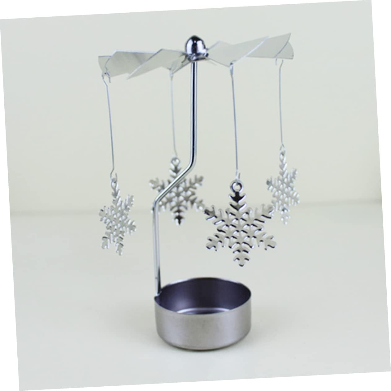 VOSAREA Rotating Snowflake Candle Holder for Holiday Decor