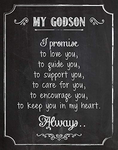 My Godson - Baptism Christening Art Print Chalkboard Style 11x14 Unframed Baby Boy Gift