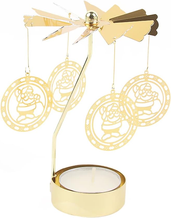 Surakey Gold Rotating Candle Holder for Home Decor