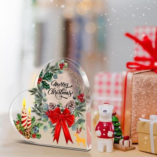 Jumkook Farmhouse Christmas Heart Shaped Acrylic Plaque Decor