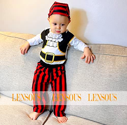LENSOUS Pirate Costume Pants Set with Hat for Baby