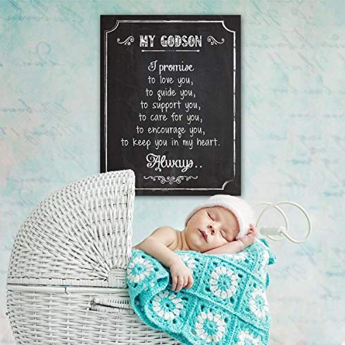 My Godson - Baptism Christening Art Print Chalkboard Style 11x14 Unframed Baby Boy Gift