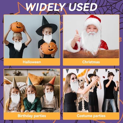 Agatige White False Beard with Elastic Band for Halloween Costume
