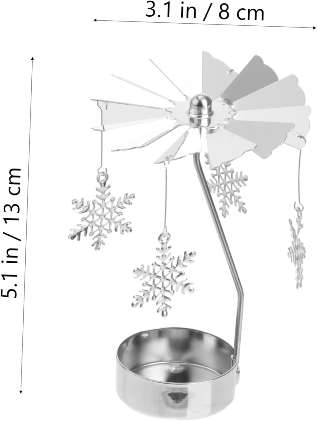 3Pcs Metal Carousel Candle Holder with Deer and Snowflake Decor